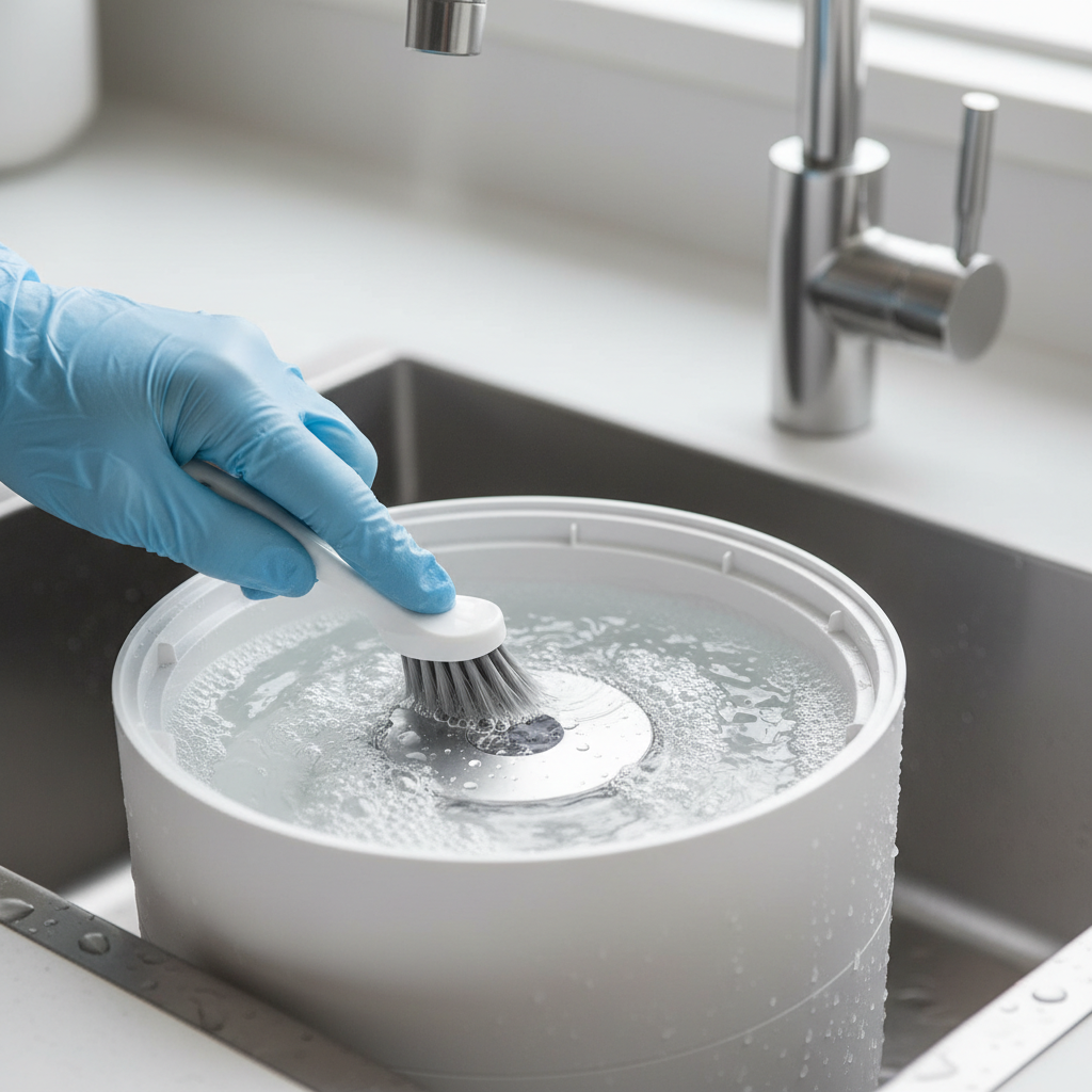 Cleaning mineral scale from a humidifier base with vinegar soak