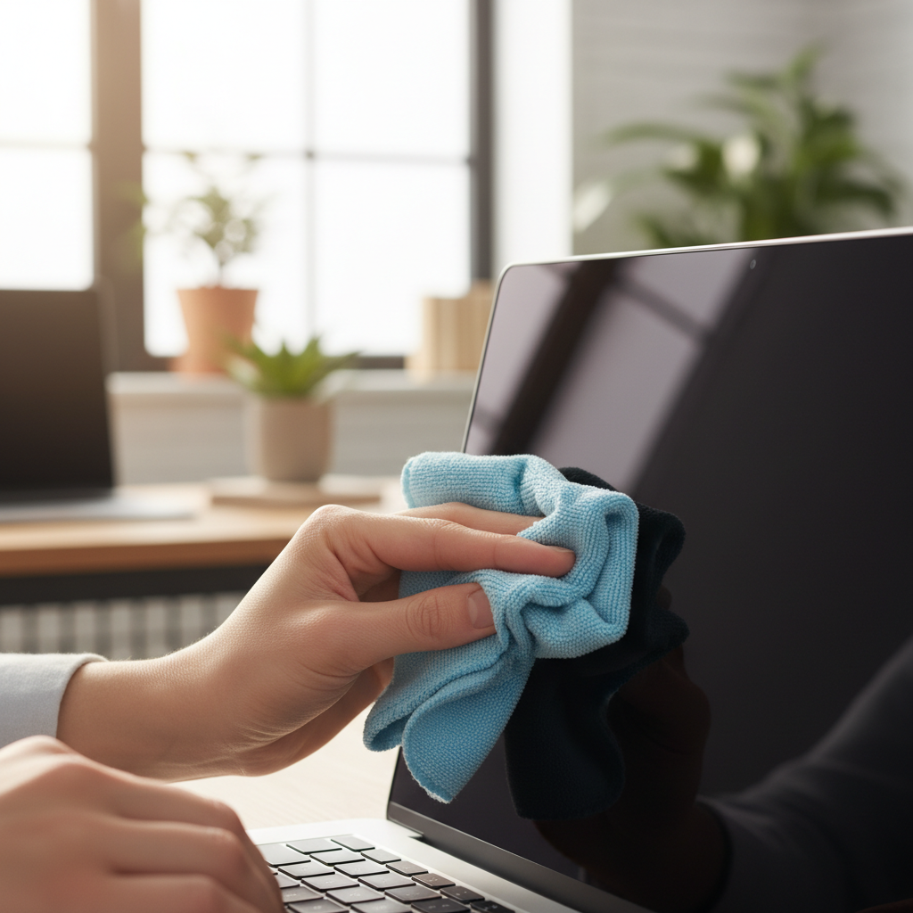 Cleaning a webcam lens to fix blurry video call quality