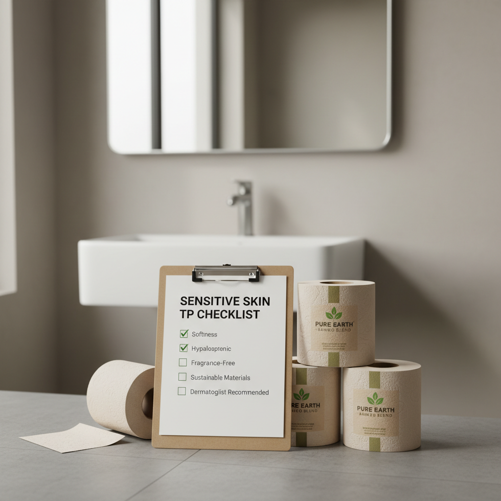 Checklist for choosing eco friendly toilet paper for sensitive skin in a bathroom