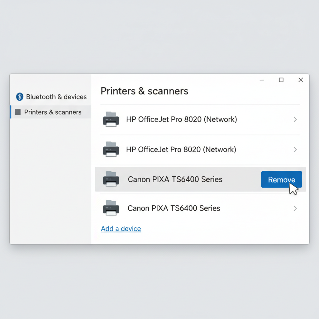 Removing duplicate printers in Windows Printers and scanners list