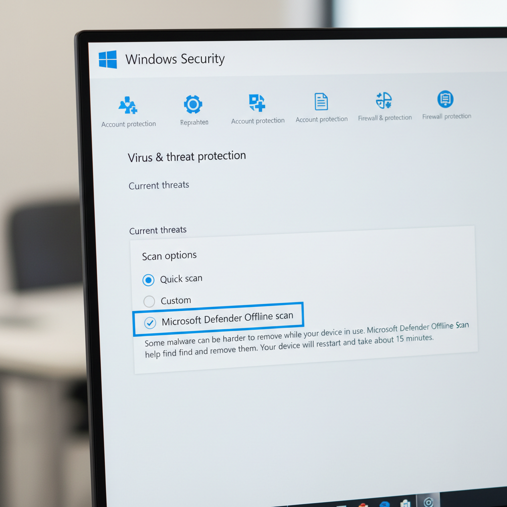 Microsoft Defender Offline scan option on Windows Security