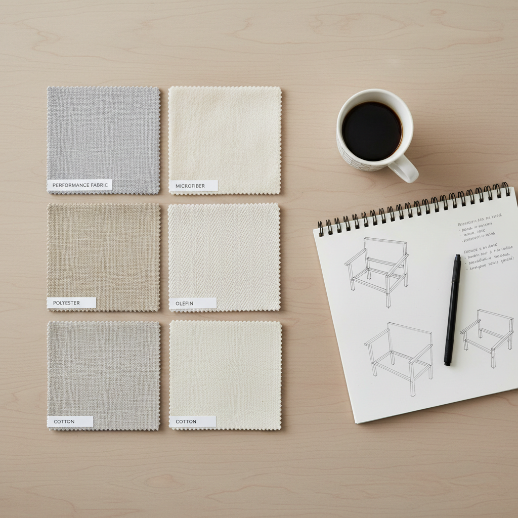 Comparison of sofa fabric swatches for stain resistance