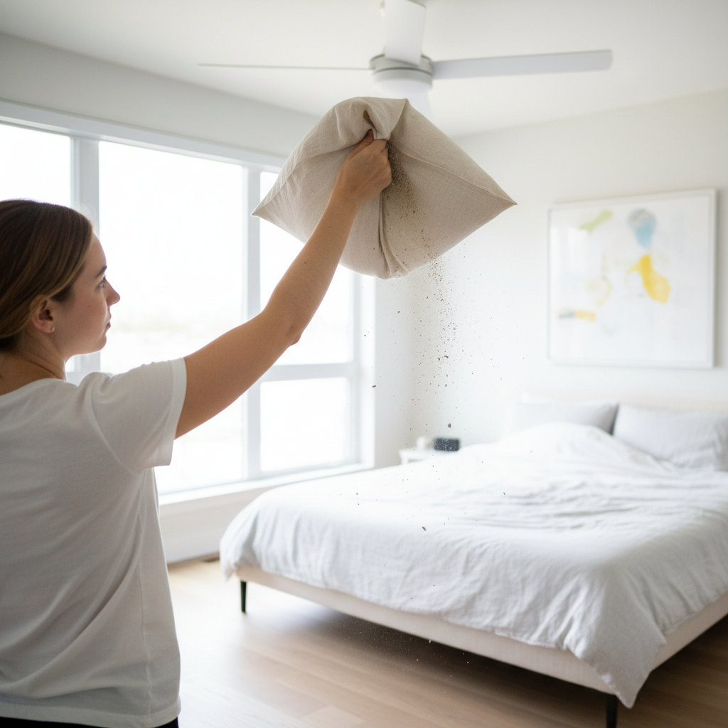 Pillowcase method trapping dust on ceiling fan blades