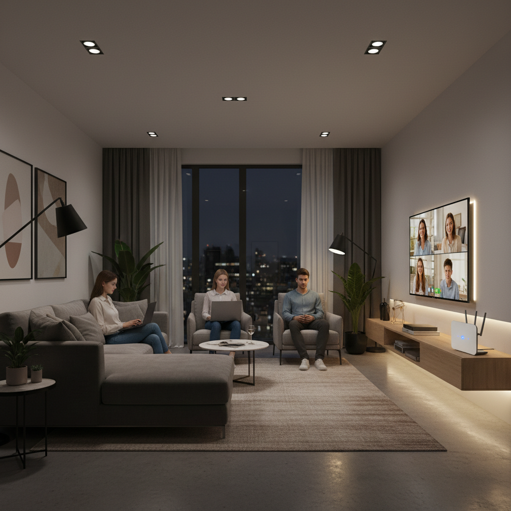 Family using multiple devices at night causing WiFi slowdowns