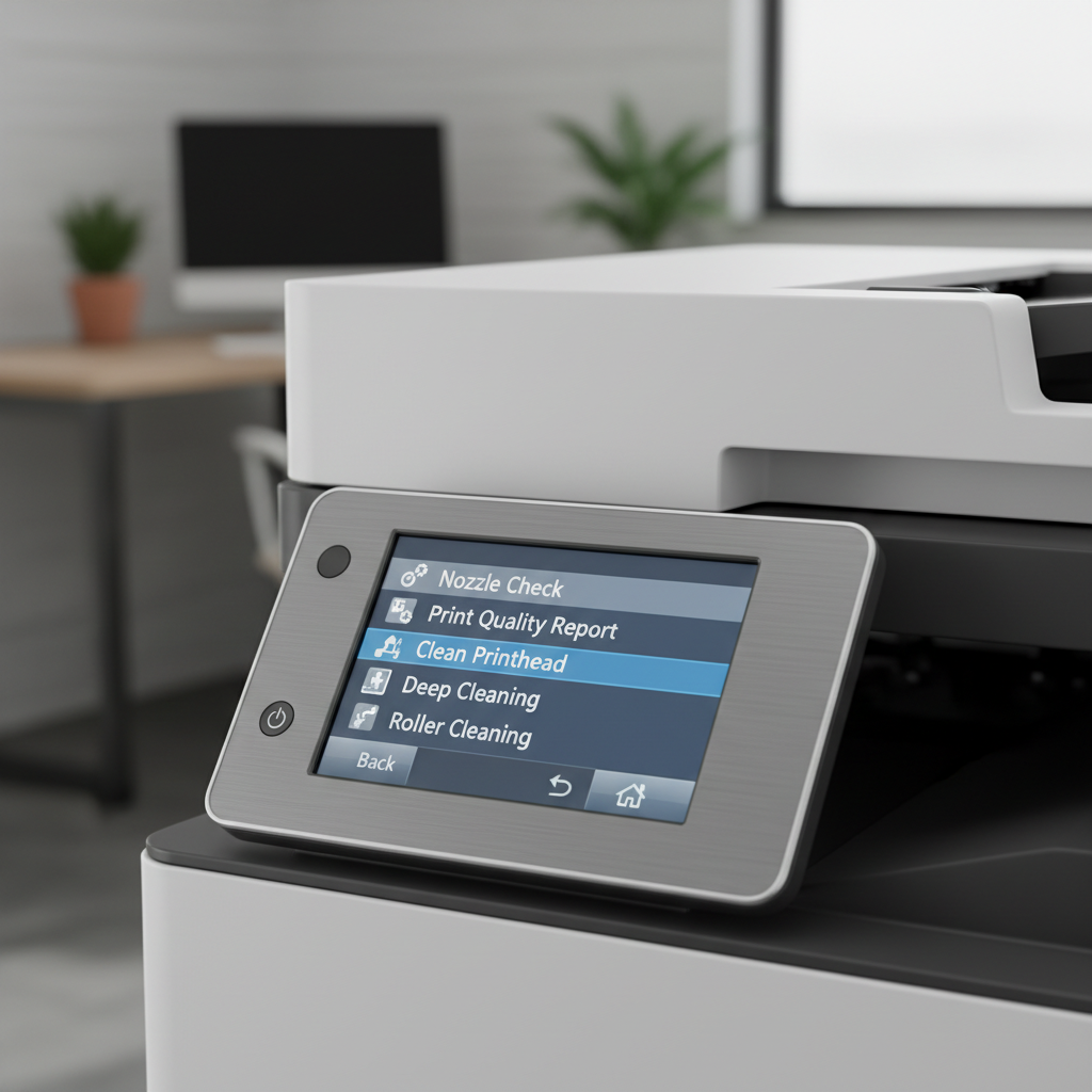 Printer maintenance screen showing nozzle check and printhead cleaning options