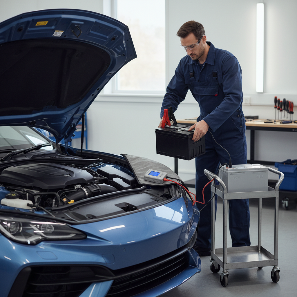 Car battery replacement setup with memory saver connected
