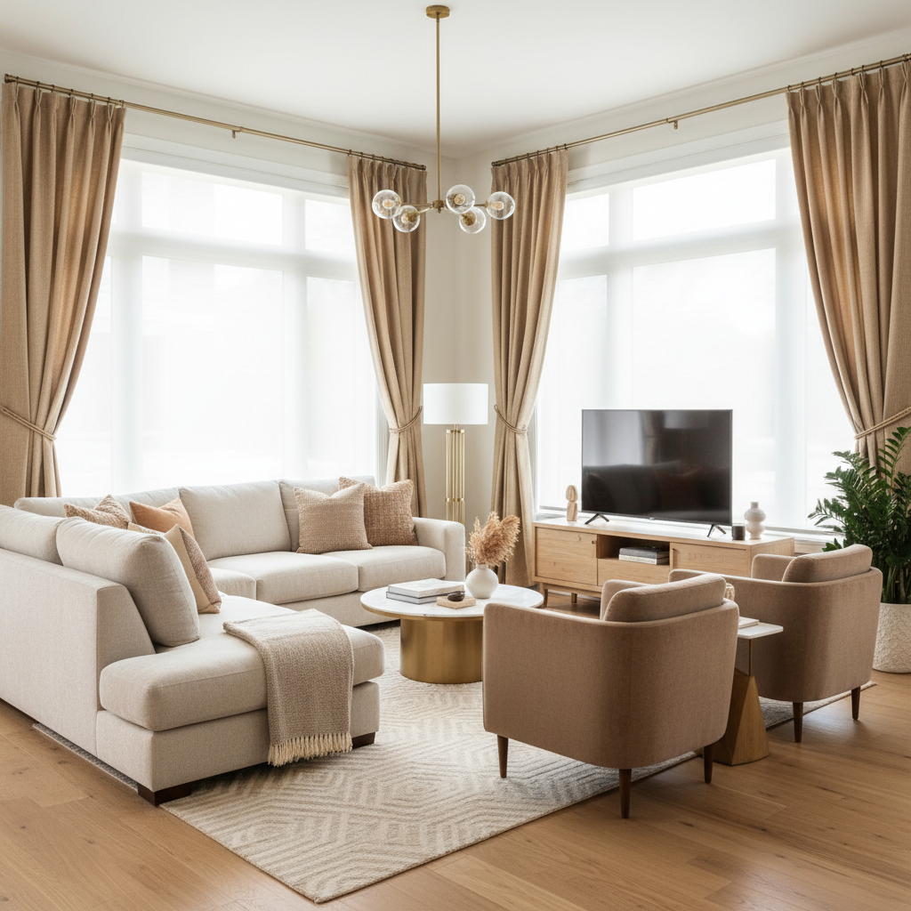 Living room window treatments that balance privacy and natural light