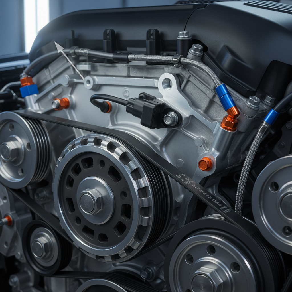 Crankshaft position sensor location near engine crank pulley