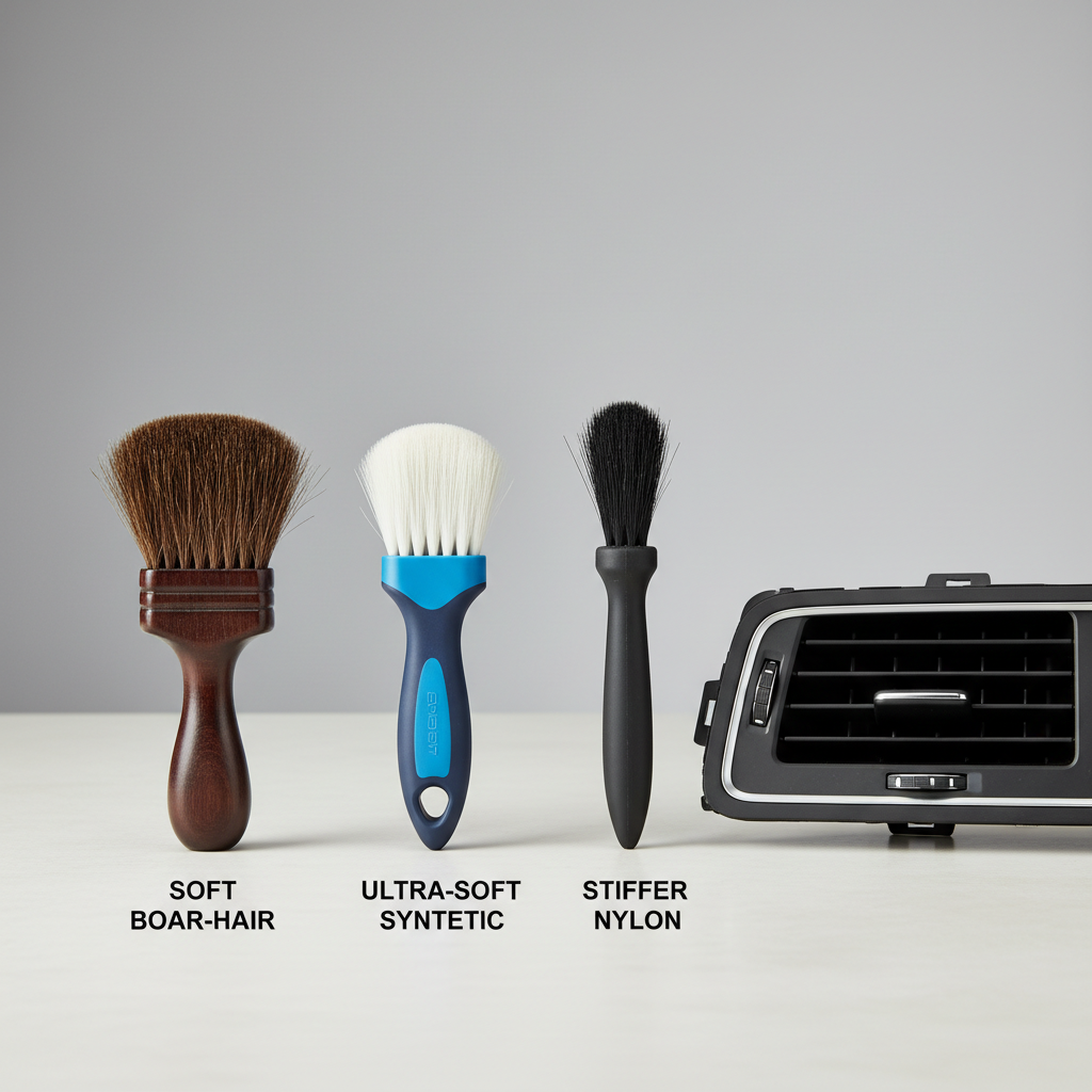 Comparison of different car detailing brushes for AC vents