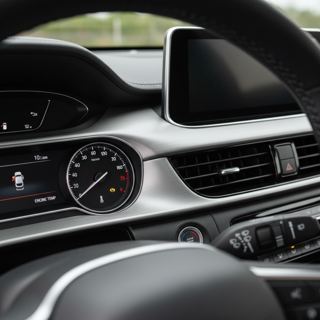 Car temperature gauge showing overheating after thermostat replacement