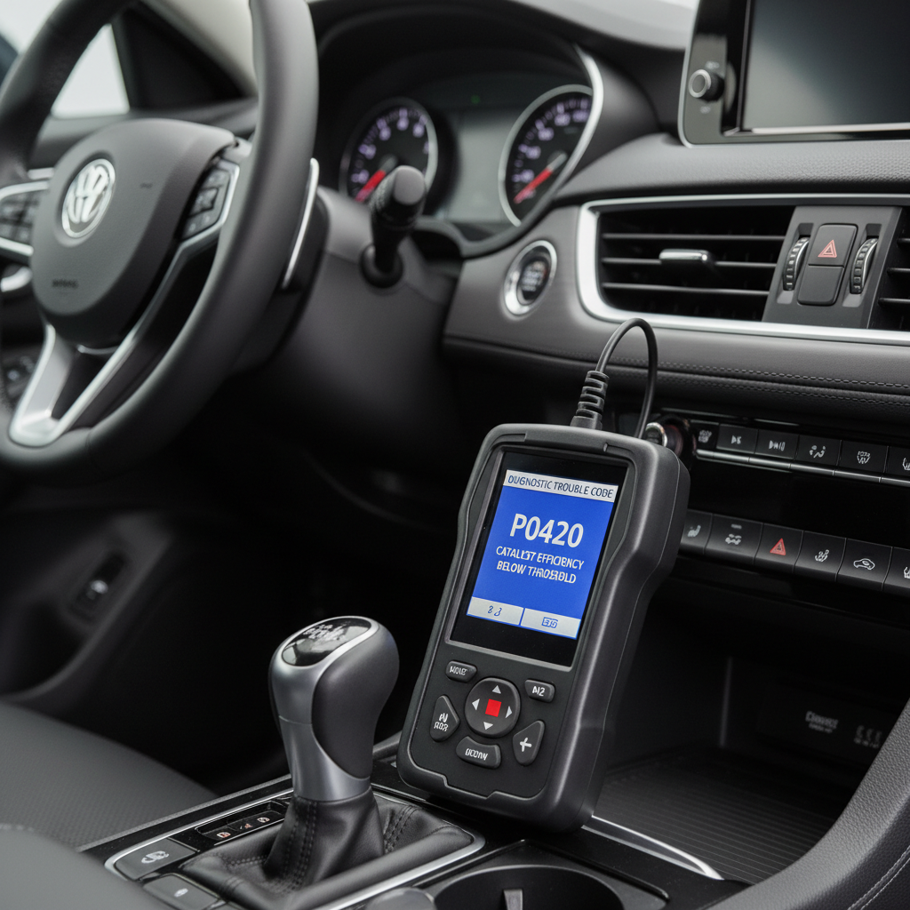 OBD2 scan tool reading catalyst efficiency code P0420