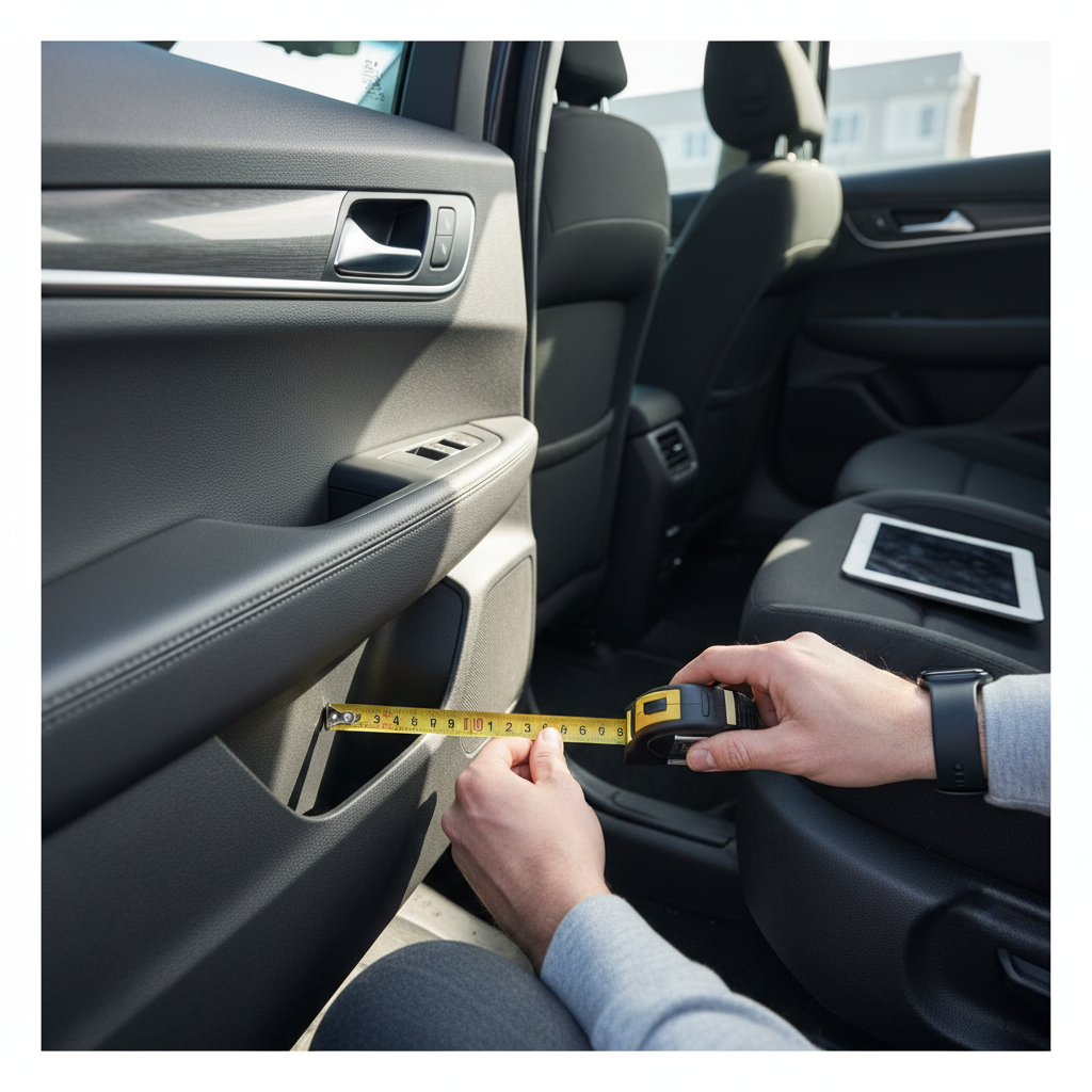 Measuring a car door pocket to choose the right organizer size