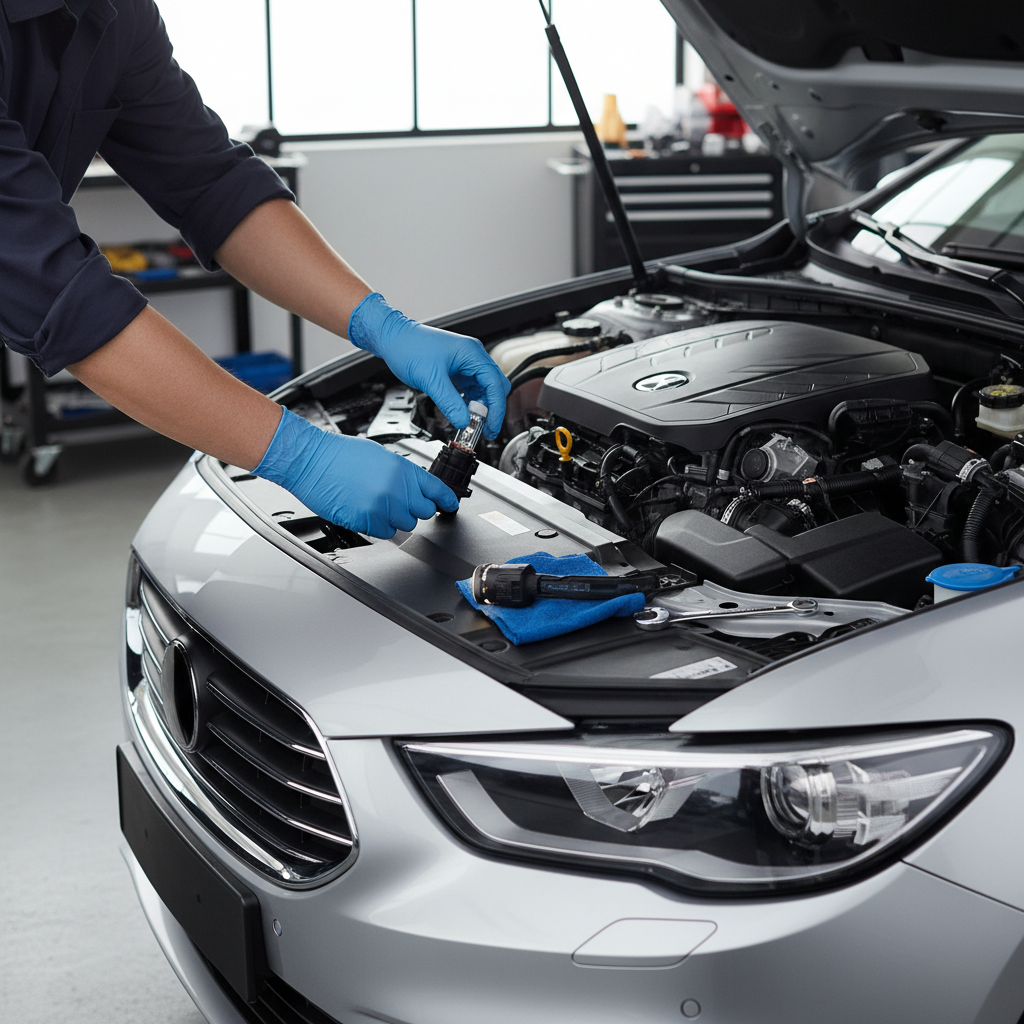 Replacing a car headlight bulb from inside the engine bay
