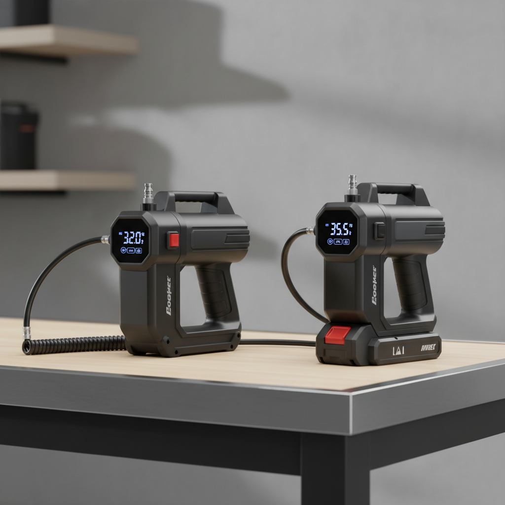 Comparison of 12V and battery tire inflators with digital PSI screens