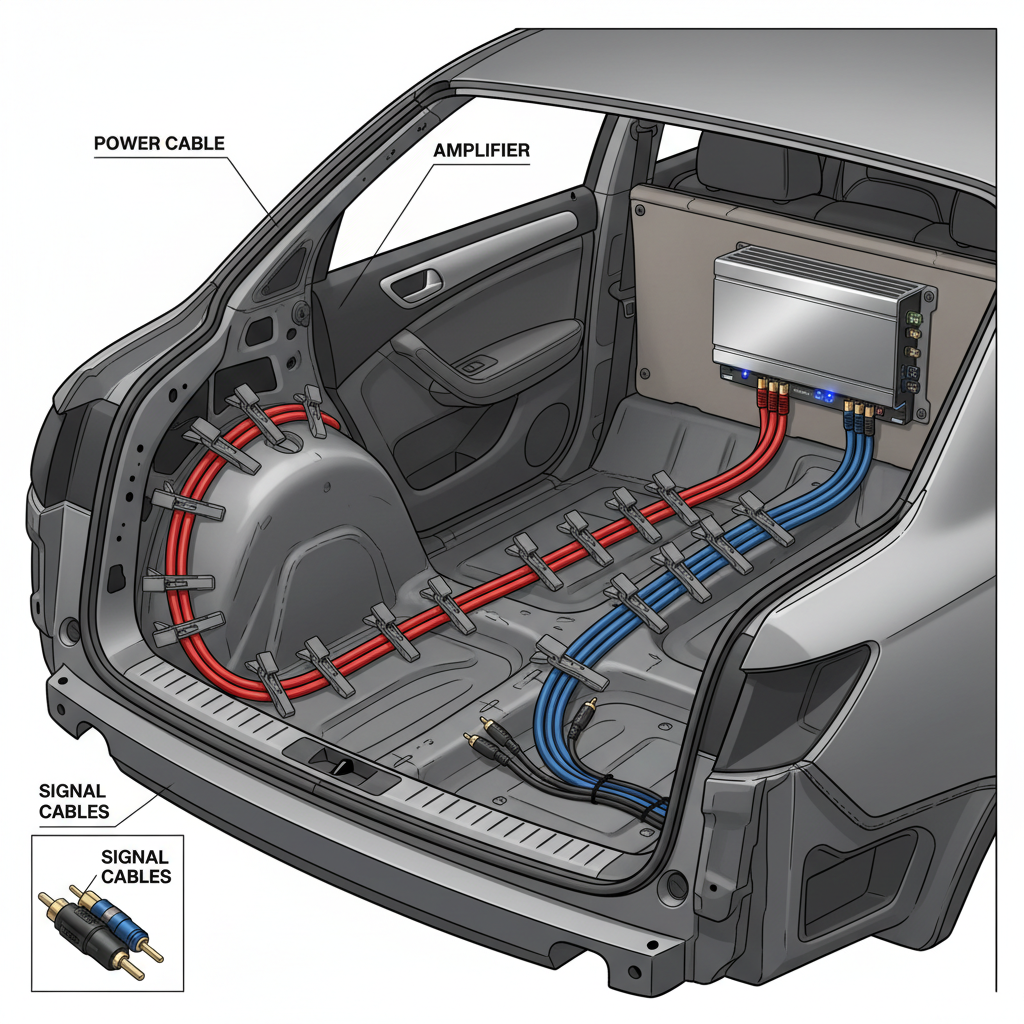 Proper car audio wiring: power cable separated from RCA cables
