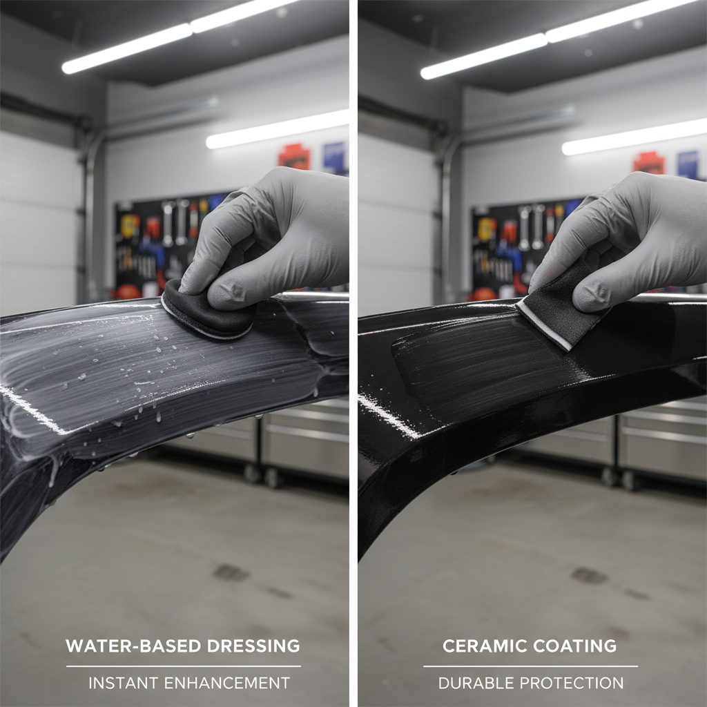 Comparison of trim restoration product types: dressing vs coating on plastic trim