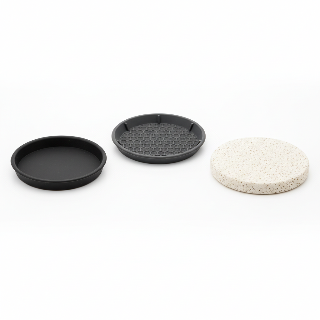 Comparison of silicone, rubber, and absorbent stone car cup holder coasters
