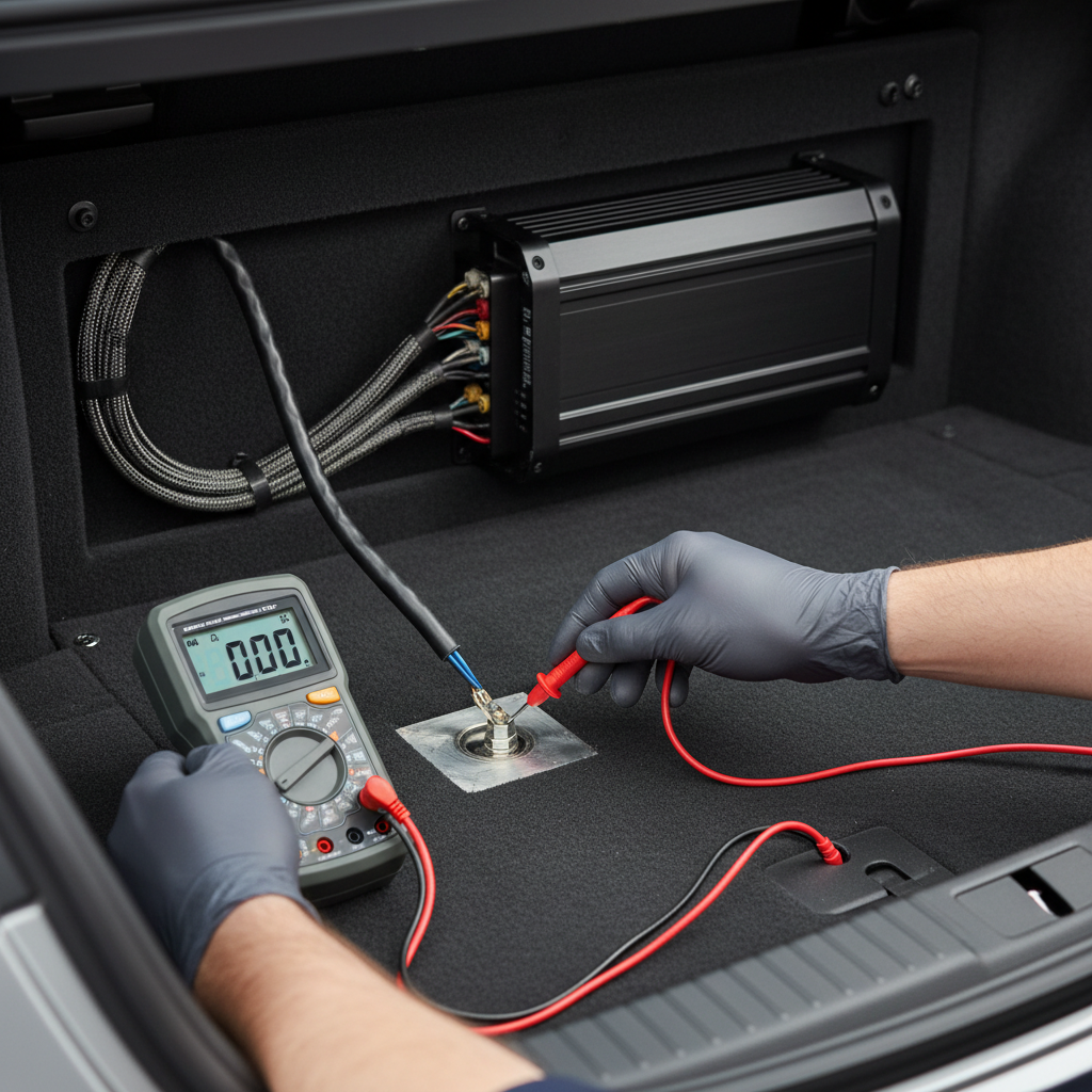 Testing car audio amplifier ground with a multimeter