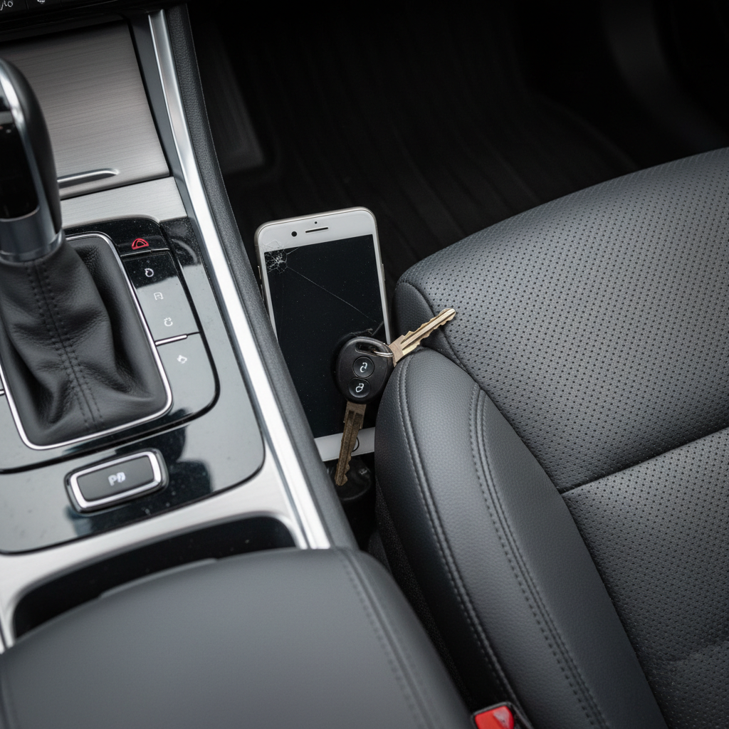 Phone and keys falling into the gap between car seat and center console
