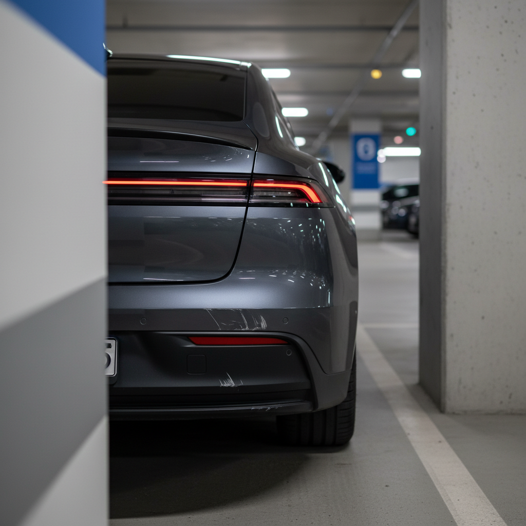 Rear bumper scuff marks from tight parking and loading