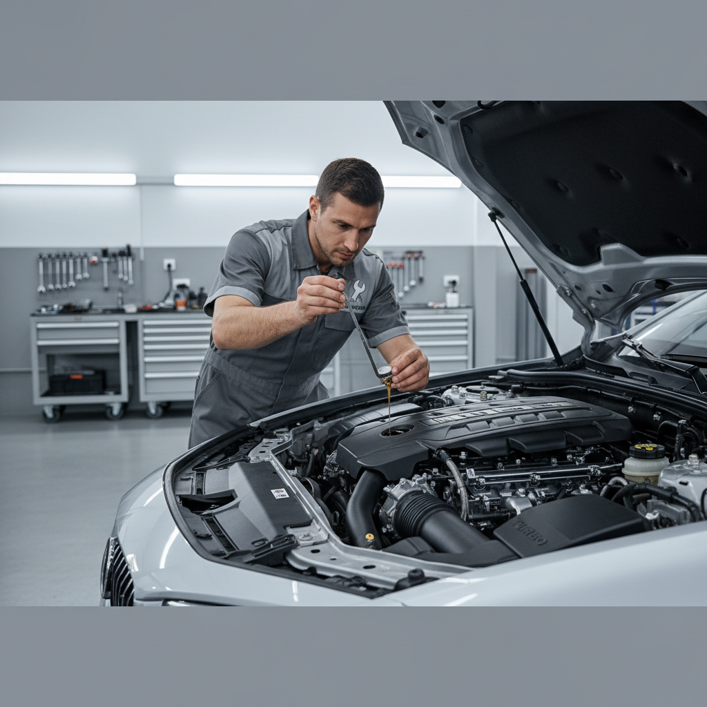 Checking engine oil level with dipstick to confirm high oil consumption