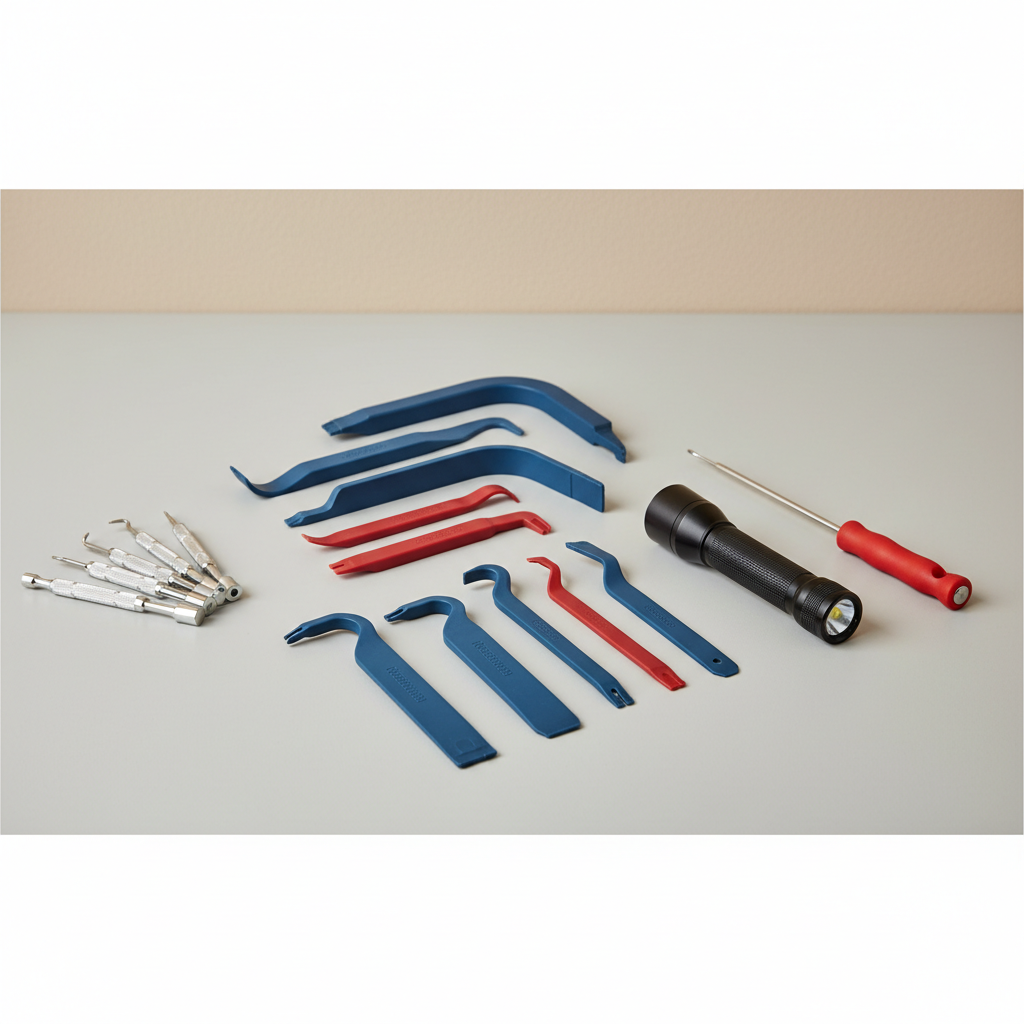 Door panel removal tools and small picks for car lock repair