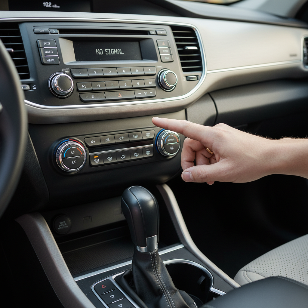 Car dashboard radio buttons not responding close-up