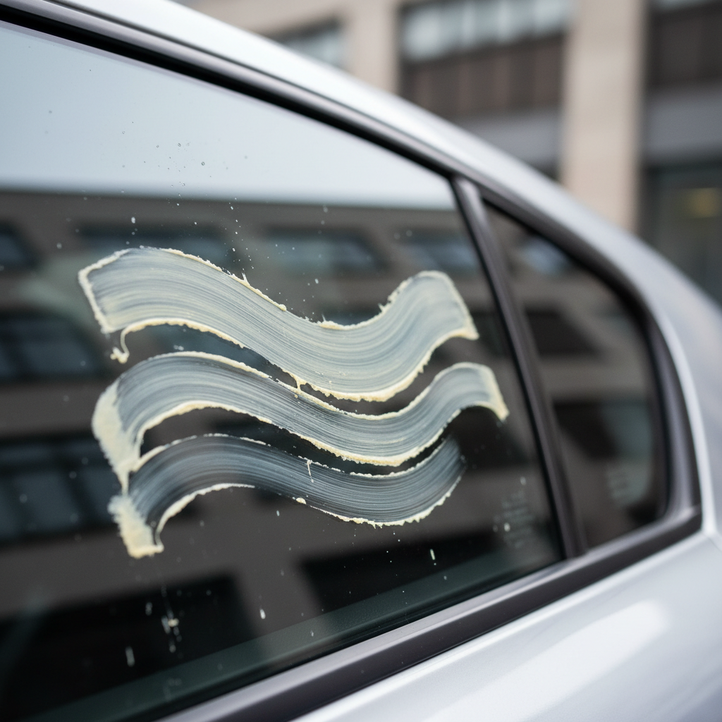 Sticky residue left on car window glass after removing a decal