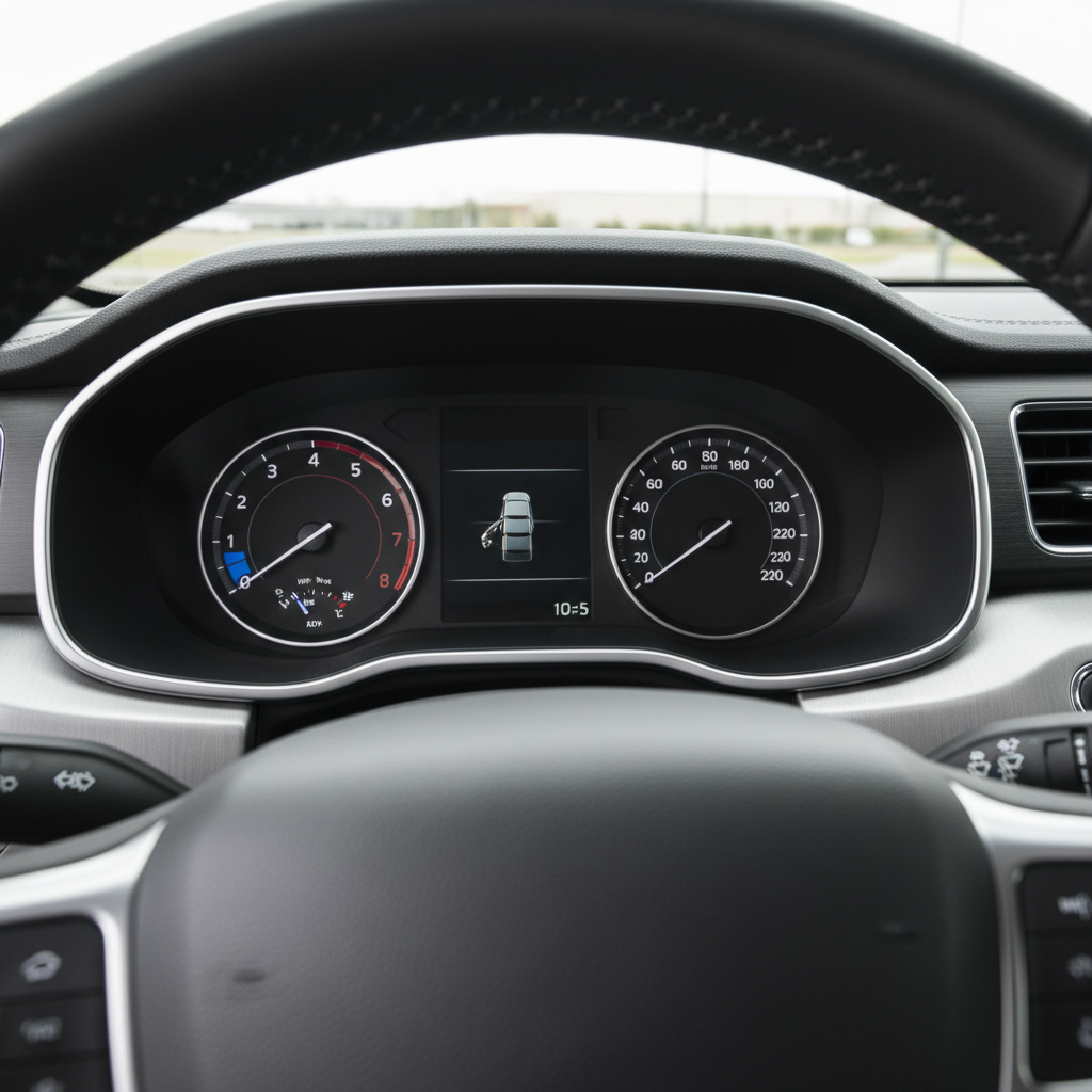 Car dashboard coolant temperature gauge showing abnormal reading