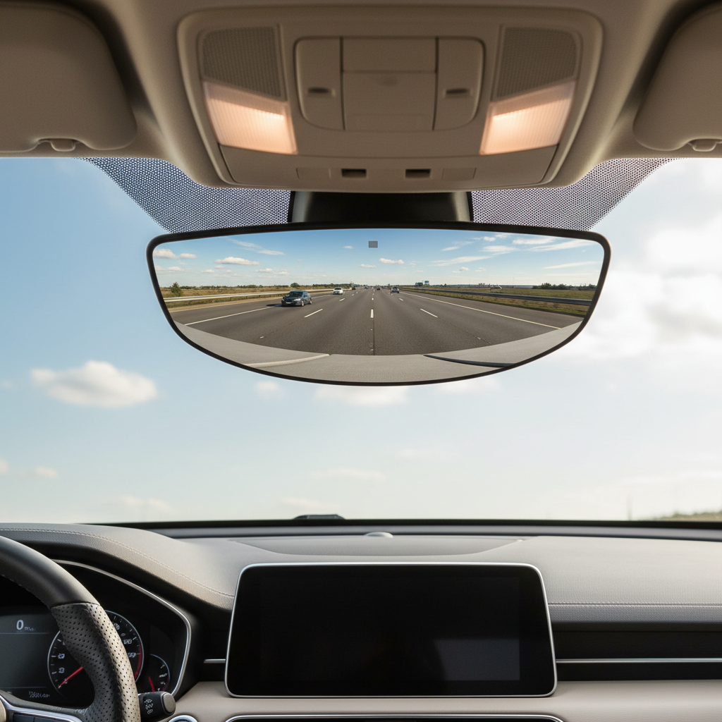 Wide angle rear view mirror extension installed on a car interior mirror