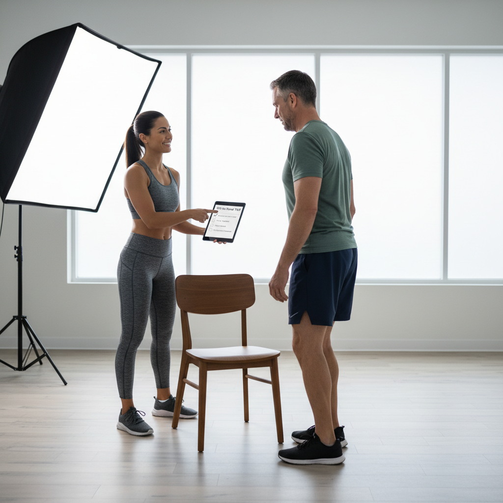 Beginner-friendly fitness assessment with chair sit-to-stand and walking test