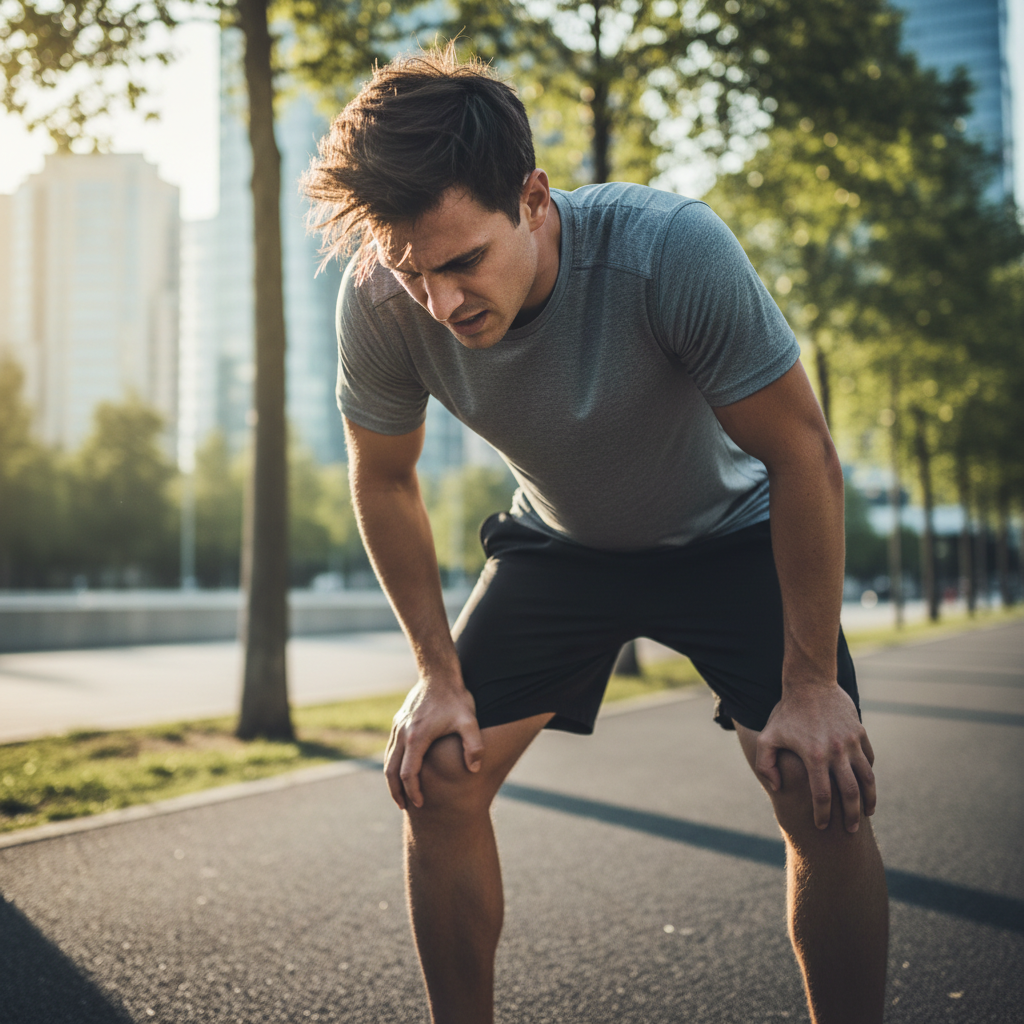 Runner looking fatigued during training, showing early overtraining signs