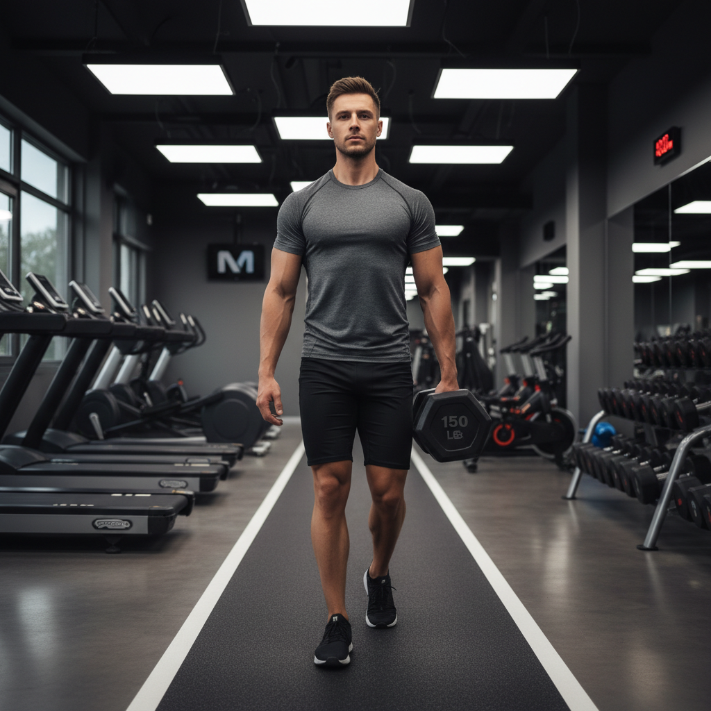 Athlete performing suitcase carry with dumbbell to train anti-lateral flexion core strength
