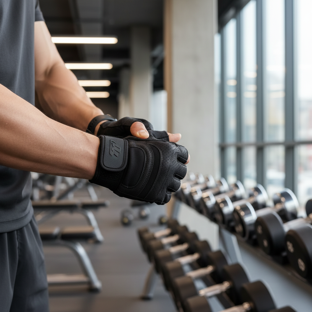 Fitness gloves used for grip and hand protection during weight training