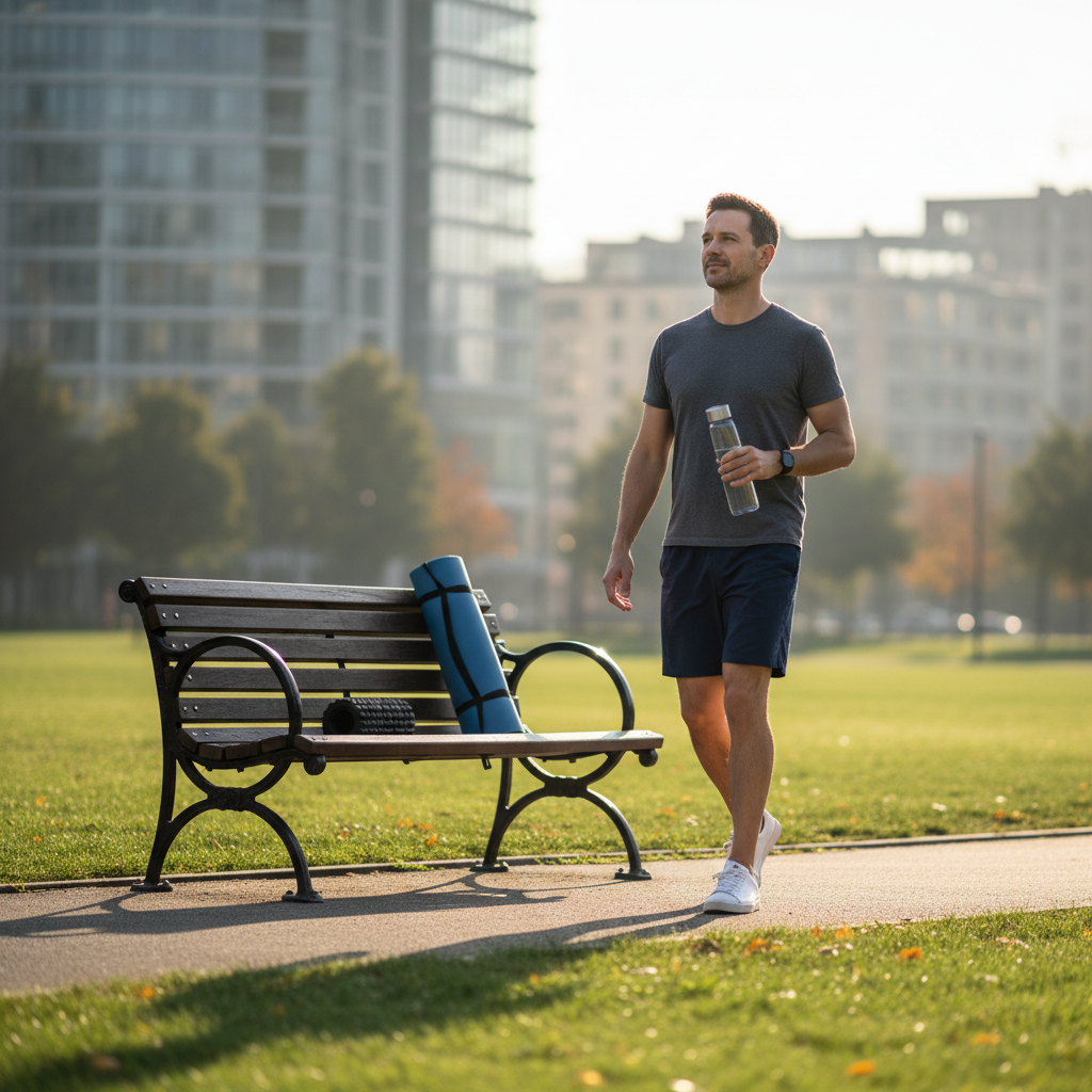 Active recovery on a rest day with a relaxed walk and mobility work