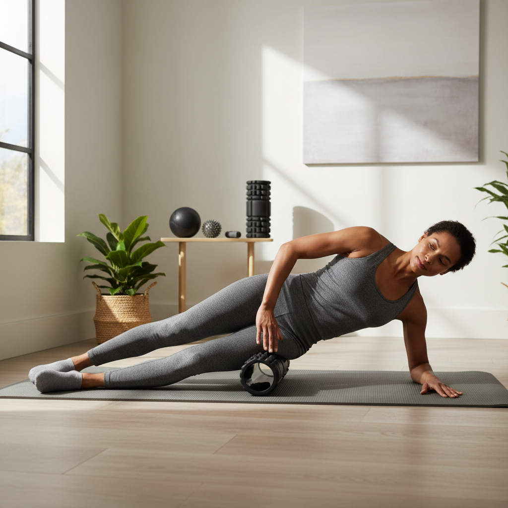 Foam rolling and mobility session for reducing post-workout soreness