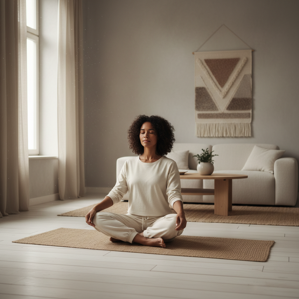 Beginner yoga and meditation at home for mental health support
