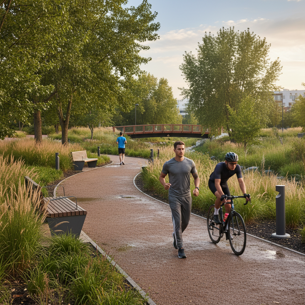 Outdoor cardio options: walking, cycling, and jogging on a park trail