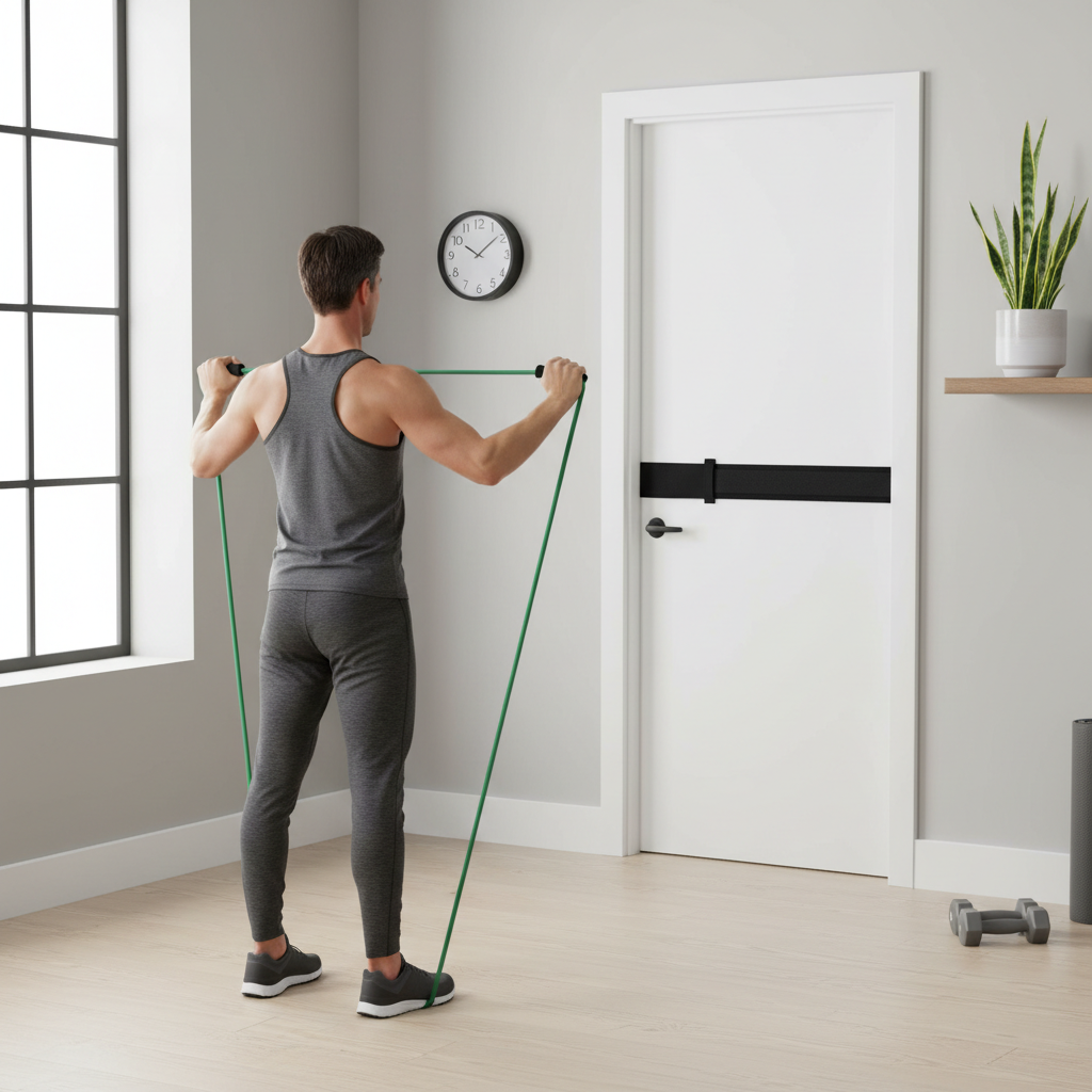 At-home resistance band workout with controlled form and progressive tension
