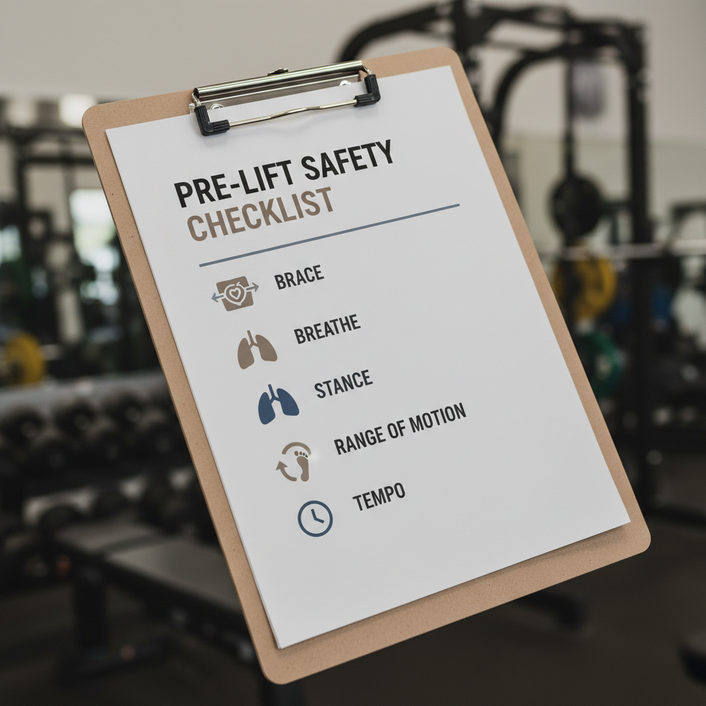 Simple pre-lift checklist for safe weight training