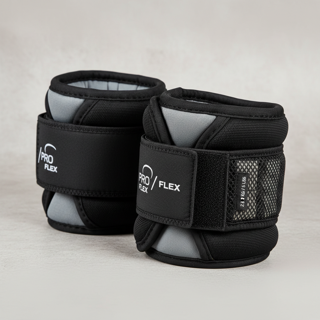 Close-up of adjustable ankle weight straps showing secure fit and padding