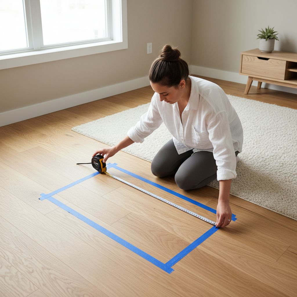 Measuring floor space for a slim indoor cycling bike in a small room