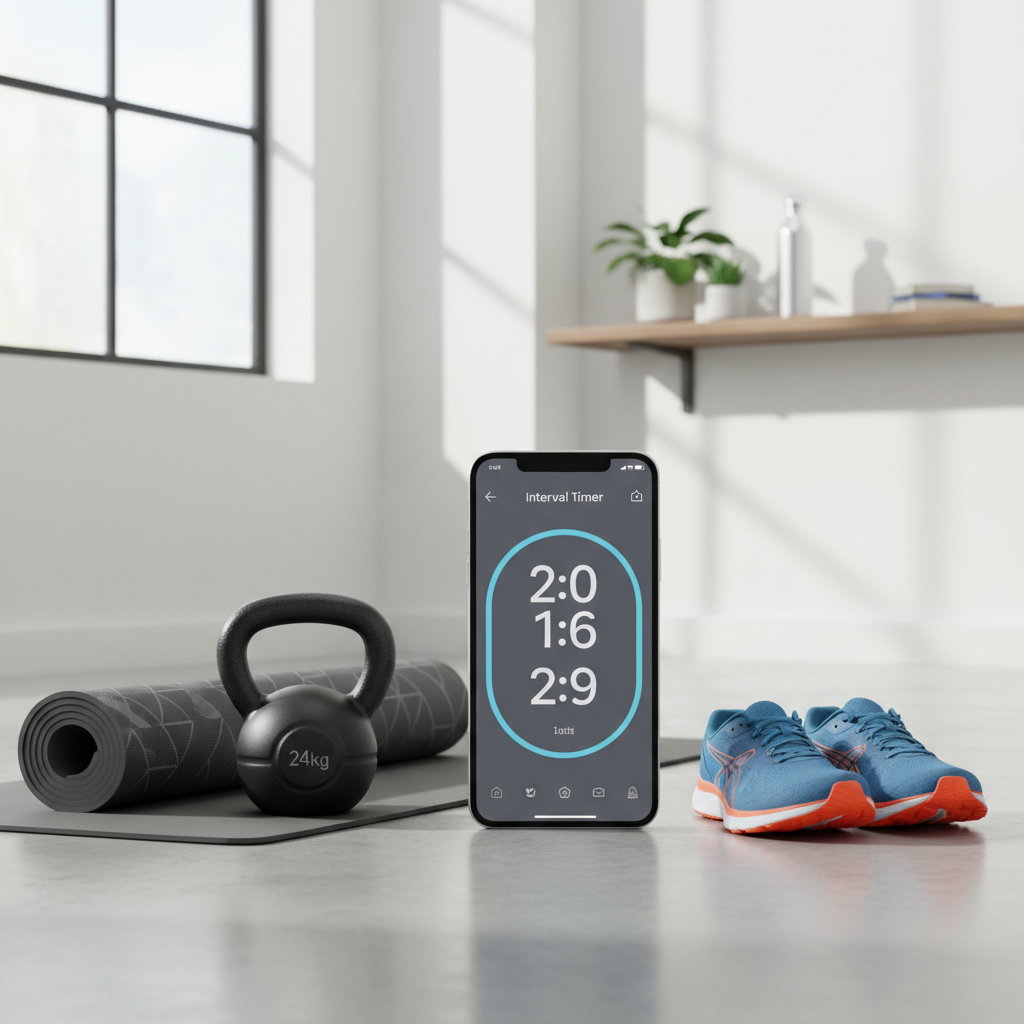 HIIT interval timer and training setup for weight loss workouts