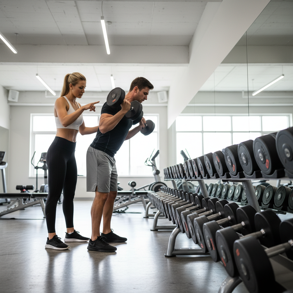 Gym athlete comparing technique consistency versus heavier weight for progressive overload