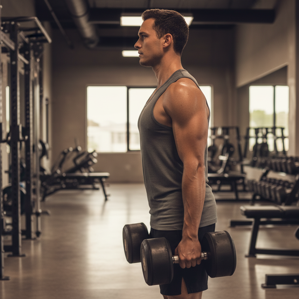 Farmer carry technique for traps workout and upper body strength