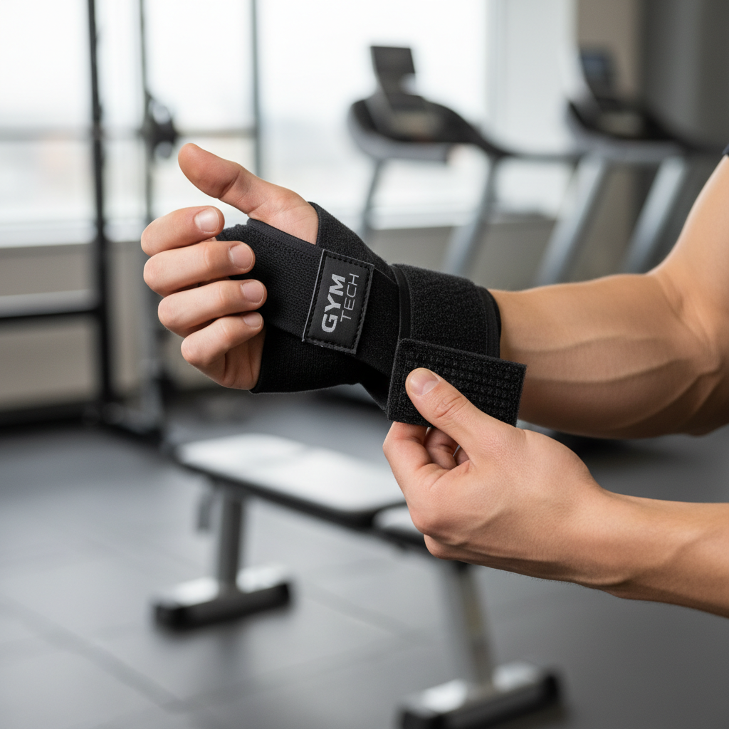 Correct wrist wrap placement for gym pressing exercises