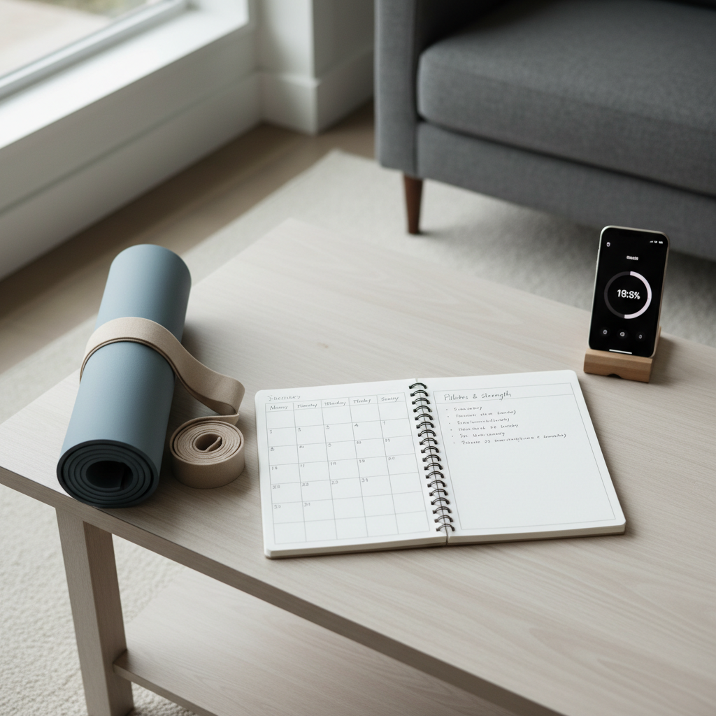 Weekly beginner Pilates schedule and at-home workout planning