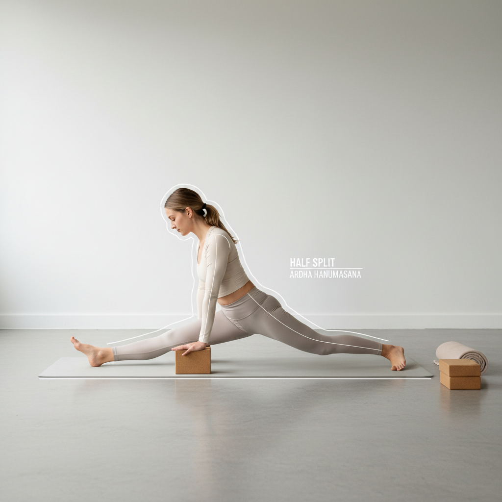 Yoga pose table concept with common flexibility stretches