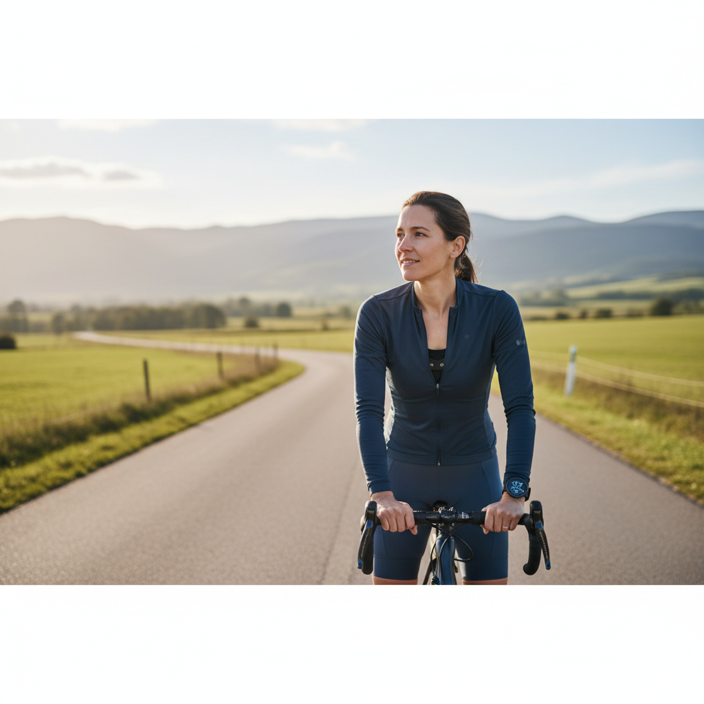 Cyclist riding at an easy pace for zone 2 heart rate training