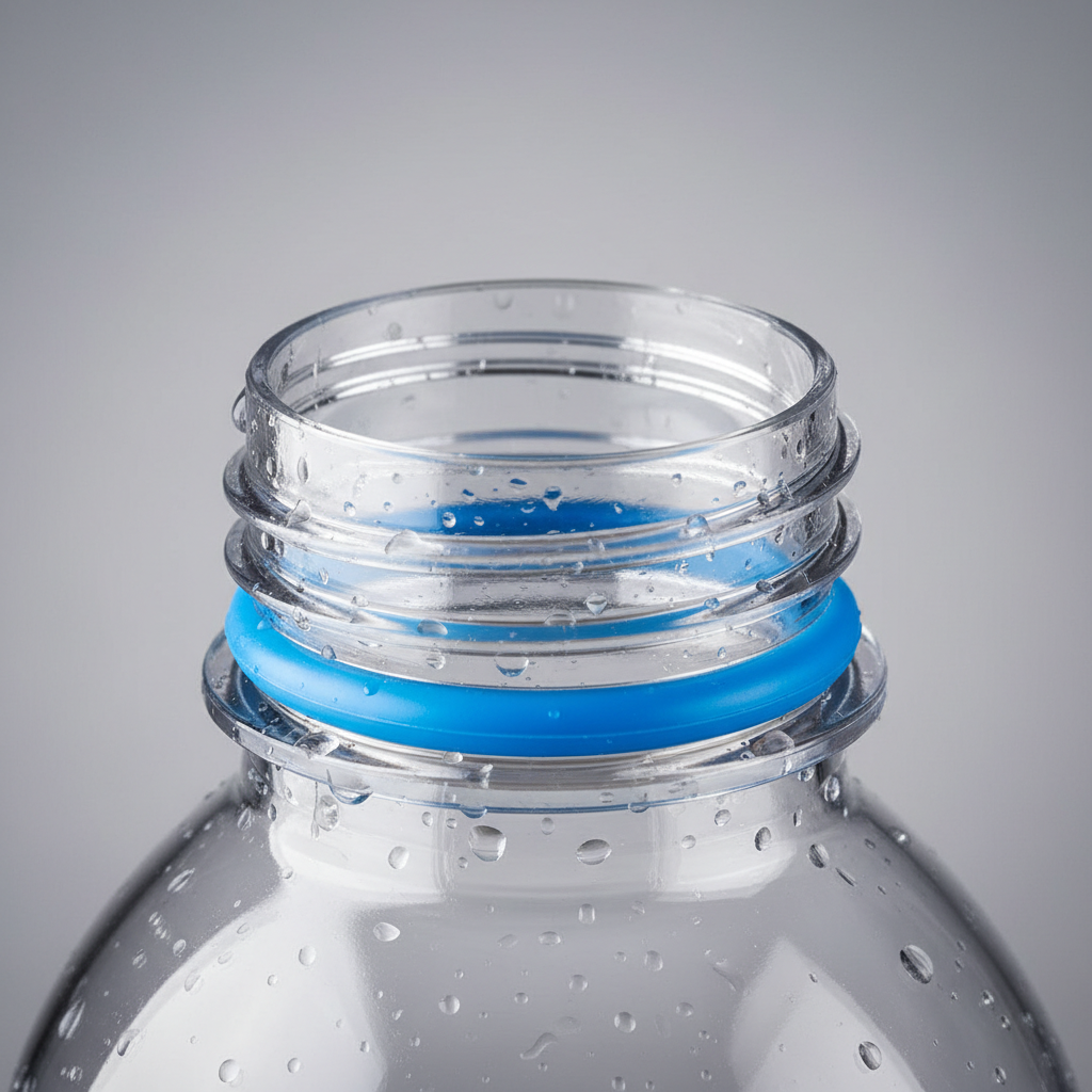Close-up of water bottle lid gasket and threads showing leakproof sealing parts